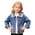 thumbnail image 4 of Mifsaly Toddler Girls Denim Jacket Kids Distressed Ripped Long Sleeve Button Down Jean Coat with Lace Trim Collar and Pockets Loose Casual Outerwear for Spring Fall Daily, 4 of 8