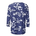 thumbnail image 6 of 3/4 Length Sleeve Womens Tops Floral Print Crewneck Loose Fit Dressy Casual Shirts Spring Summer Blouse Going out Top, 6 of 6