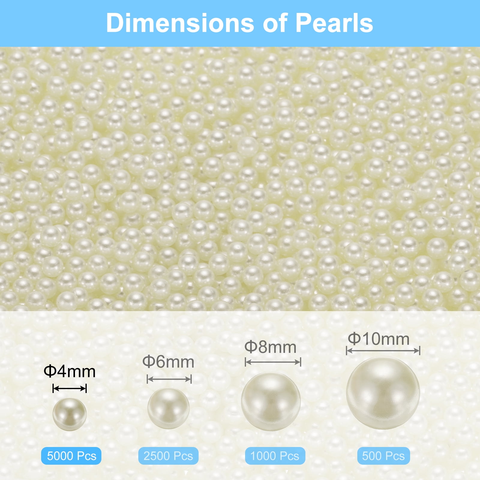 Unique Bargains Faux Pearl for Crafting No Hole Pearls for Vase Fillers Beige