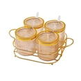 thumbnail image 1 of Recipiente para condimentos con soporte, dispensador de condimentos para suministros de cocina rejilla marrón 4, 1 of 9
