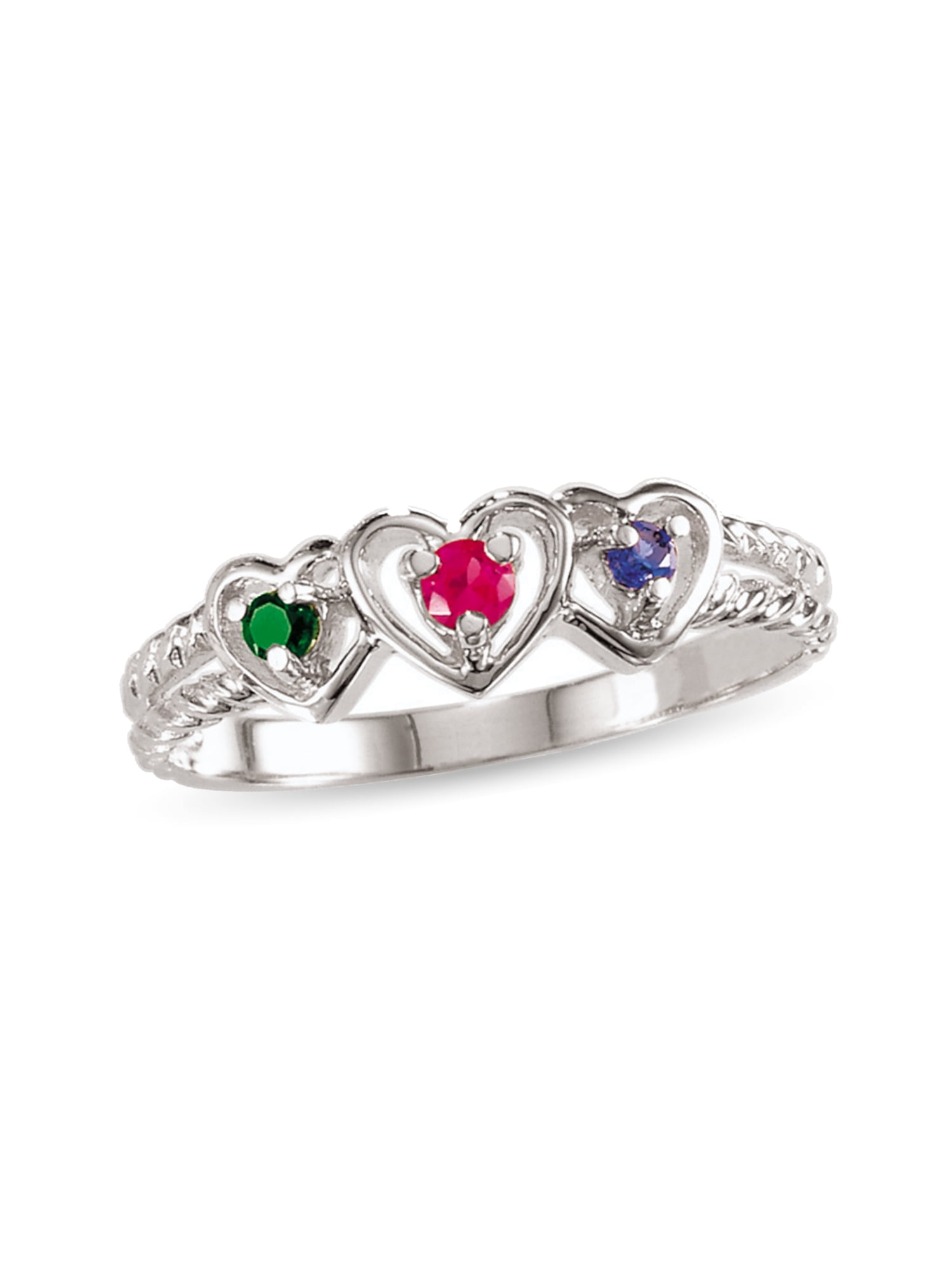 Personalized Daughter's Heart Design Birthstone Ring in 10K Gold by Jewlster