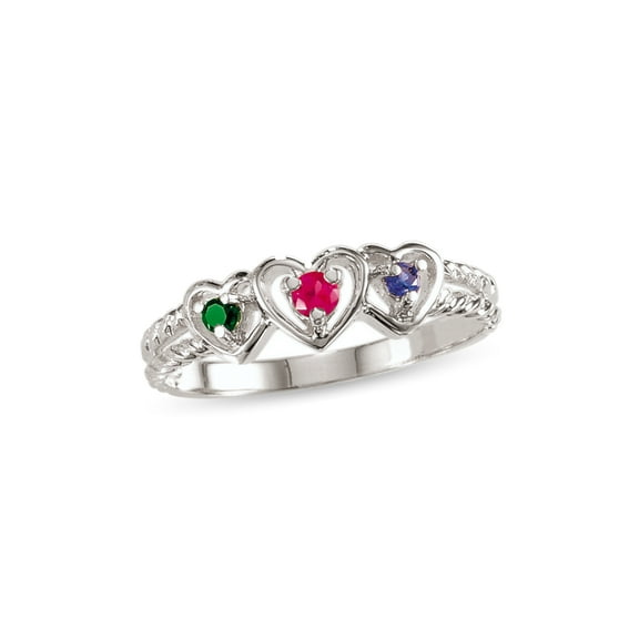 Personalized Daughter's Heart Design Birthstone Ring in Sterling Silver by Jewlster
