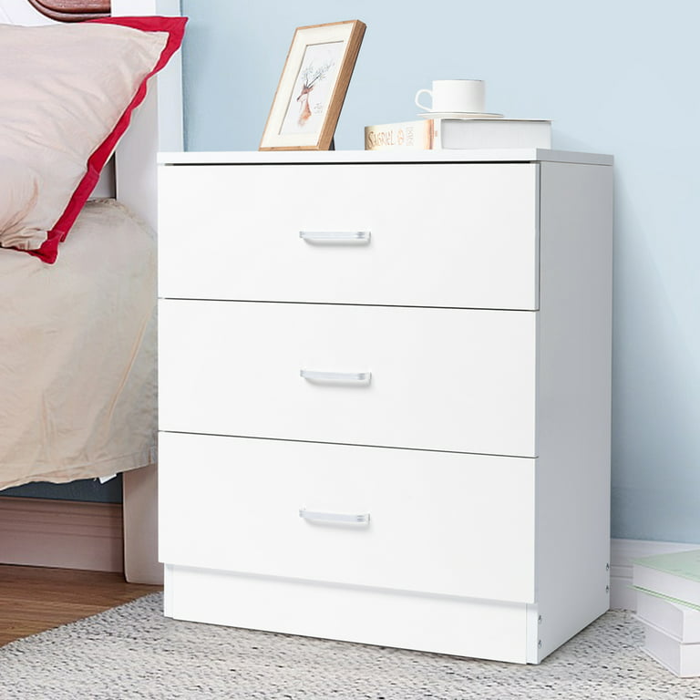 LUMTOK 4-Drawers Dresser with 3 Open Storage Shelves, Fabric Dressers  Drawers for Bedroom, Hallway, Nursery, Closets (White)