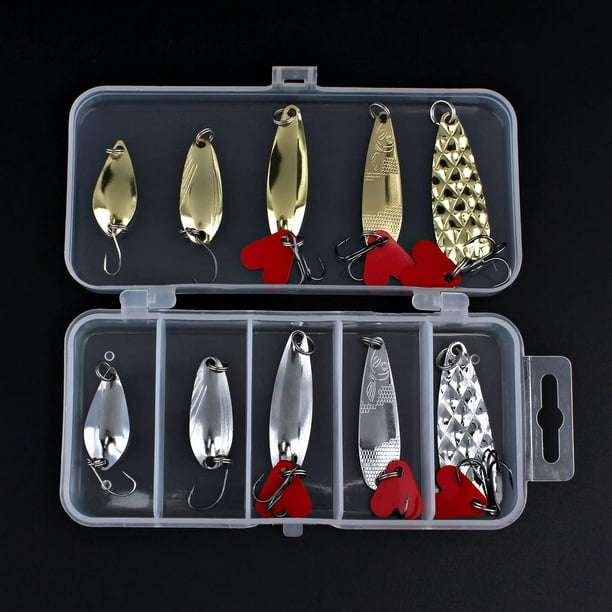 10 Pack Metal Fishing Spoons with Hook Fishing Tackle Box Spoons