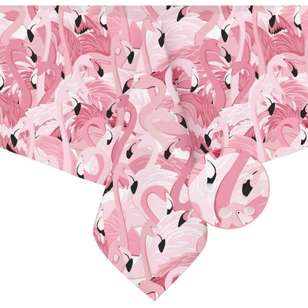 

Flamingo Tablecloth Pink Rectangle Tablecloth Pink Print Table Cloth Spring Summer Waterproof Wrinkle Free Rectangle Tablecloth for Rectangle Tables 60 X 84 60 X 102 60 X 120 Inch