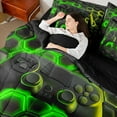 thumbnail image 4 of Castle Fairy Black Video Game Twin Bedding Sets,Geometric Honeycomb Bedding Comforter Set, 4 of 8