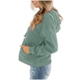 thumbnail image 5 of IROINNID Women's Long Sleeve Hoodie Mid-Length Solid Color Stylish Sweatshirt Pullover, Green, 5 of 8