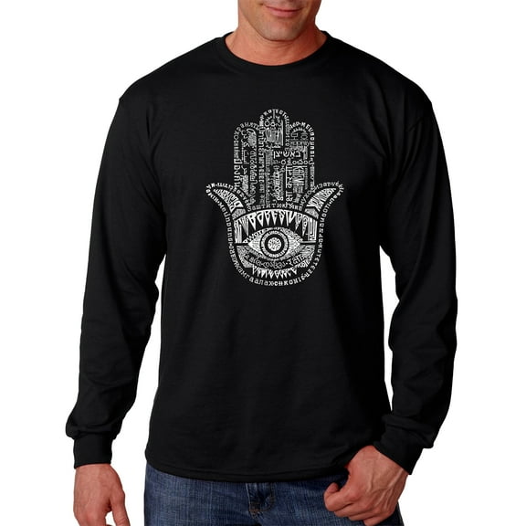 LA Pop Art Men's Word Art Long Sleeve T-shirt - Hamsa