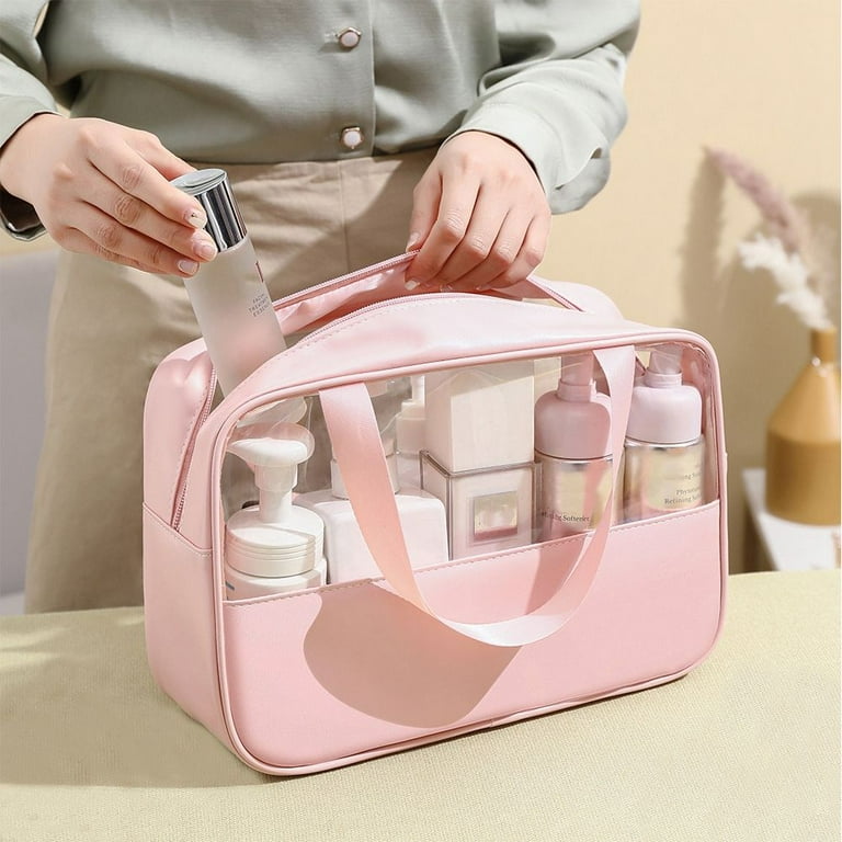 Transparent Square Bag Large Capacity Cosmetic Cases Travel Storage Bag Travel Organizer Cosmetic Pouch PU Storage Bag PVC Cosmetic Bag Makeup Bags