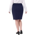thumbnail image 4 of DARING DIVA Women's Plus Size Knee Length High Waisted Stretchy Skirt 1X Navy Blue, 4 of 6