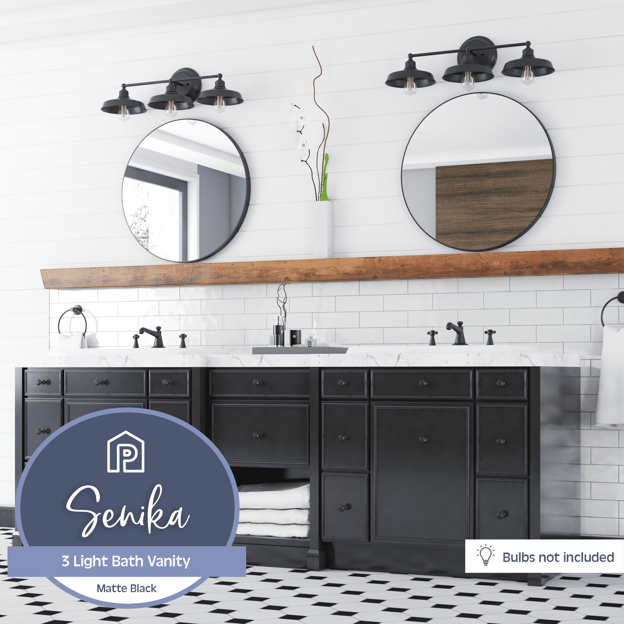 Prominence Home Senika Three Light Vanity in Matte Black