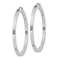 thumbnail image 2 of 925 Sterling Silver Rhodium-plated 3x50mm Princess Square Tube Hoop Earrings; for Adults and Teens; for Women and Men, 2 of 3