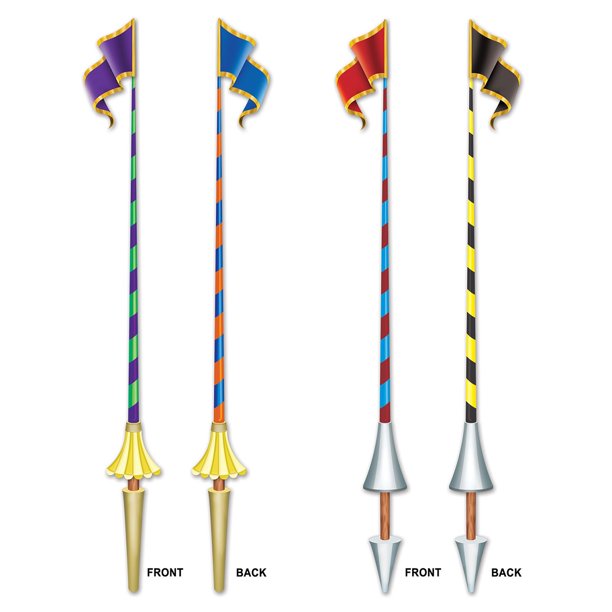 Club Pack of 24 MultiColored Jointed Medieval Jousting Pole Cutout