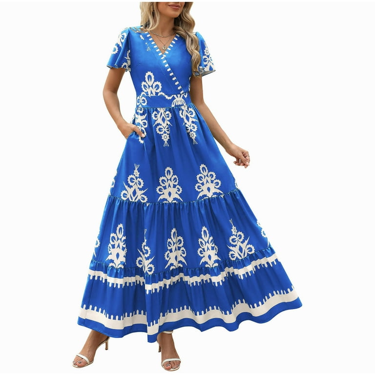 ankle length summer dresses with sleeves Short Sleeves Princess Ankle-length Summer Homecoming Dresses – Ballbella main image 0