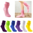 thumbnail image 2 of YEUHTLL Women Men Multicolor Slouch Boot Socks Casual Extra Long Loose Stacked Chunky Scrunch Knee High Stockings Ruched Bubble Leg Warmer, 2 of 19