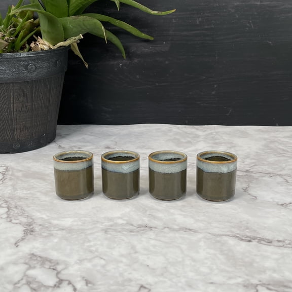 Green Ceramic sake shot cup 1.5 fl oz