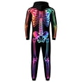 thumbnail image 3 of Krdevn Kids Halloween Rainbow Neon Skeleton Hooded Full Zip Jumpsuit Unisex Cosplay with Side Pockets 3-4 Years,Black, 3 of 4