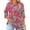Tops-33Hot Pink, variant on Boho Tops for Women Regular Fit Crew Neck 3/4 Sleeve Tops Loose Fit Colorful Marble Swirl Tunic Tops Abstract Pleated Texture Bohemian Party Wear