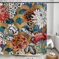 thumbnail image 3 of Bohemian Floral Shower Curtain (72" x 72"), Retro Colorful Boho Flowers Bathroom Curtain Vintage Bathtub Home Decor Waterproof Fabric Machine Washable with 12 Hooks, 3 of 6