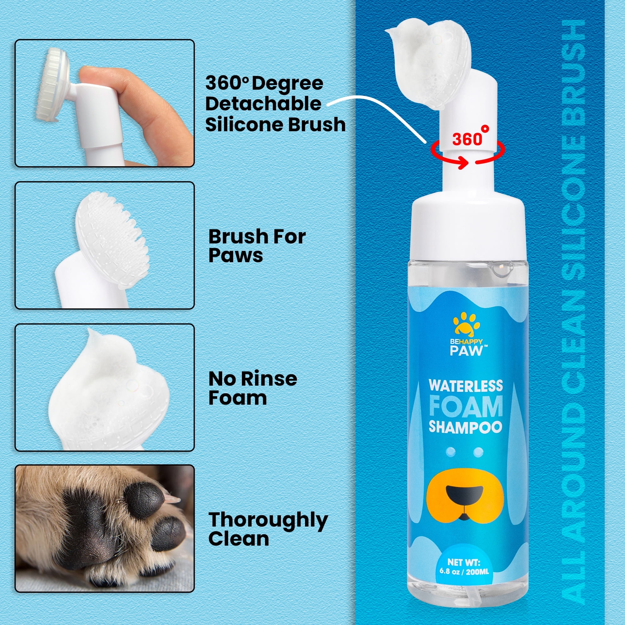 Pet Perks Paw Cleaner 2 Pack, Paw Cleaner for Dogs and Cats, Waterless  Shampoo, Pet Grooming Brush, Paw Moisturizer, No-Rinse Dog Shampoo,  Fragrance