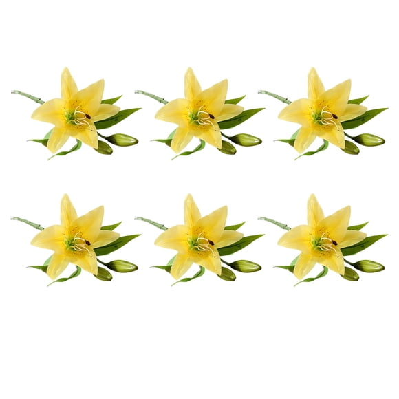 Toystoory 6 piezas de PVC Artificial Lilys flor simulación de larga duración portátil decorativo dormitorio plantas falsas flores amarillas Type2 NO2