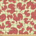 thumbnail image 2 of Ambesonne Farm Fabric by the Yard Upholstery, Rooster Chicken Animal Pattern, 10 Yards, Cream Coral, 2 of 5
