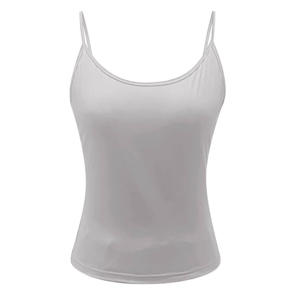 ZIXKCGDSE Tank Tops for Women Round Neck Adjustable Spaghetti Strap Sleeveless Summer Shirt Size XS