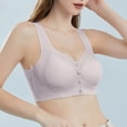 thumbnail image 4 of iHPH7 Front Closure Bras for Older Women Front Button Full Coverage Front Clasp Bralette Push Up Bra Snap Closing Bra No Underwire Snap Front Bra Wireless Bras Front Clasp Purple 4XL, 4 of 5