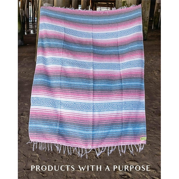 Yiailnter Mexican Blanket Authentic Falsa Thick Soft Woven Acrylic Yoga Serape Or As Beach Throw Picnic Camping Travel Hiking Adventure Pillow
