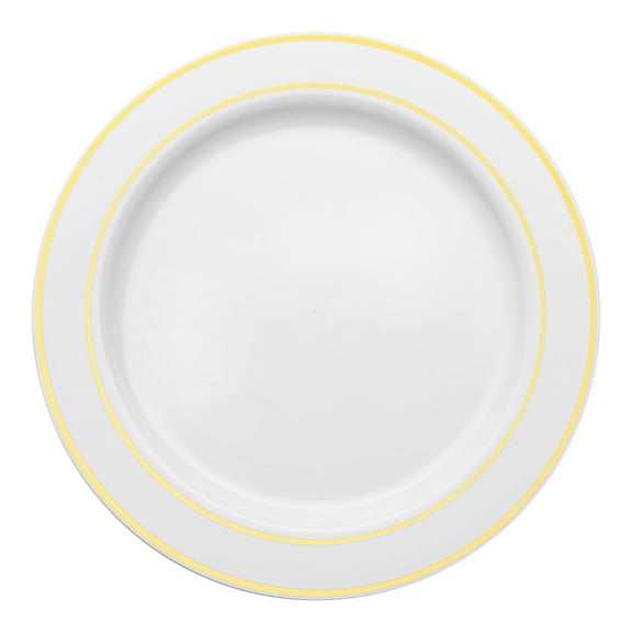 Smarty 7.5" White with Silver Edge Rim Plastic Salad Plates 120ct