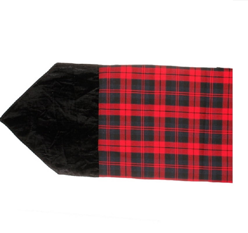 Raz Plaid Christmas Table Runner with Velveteen Tips - 72" - Red and Black