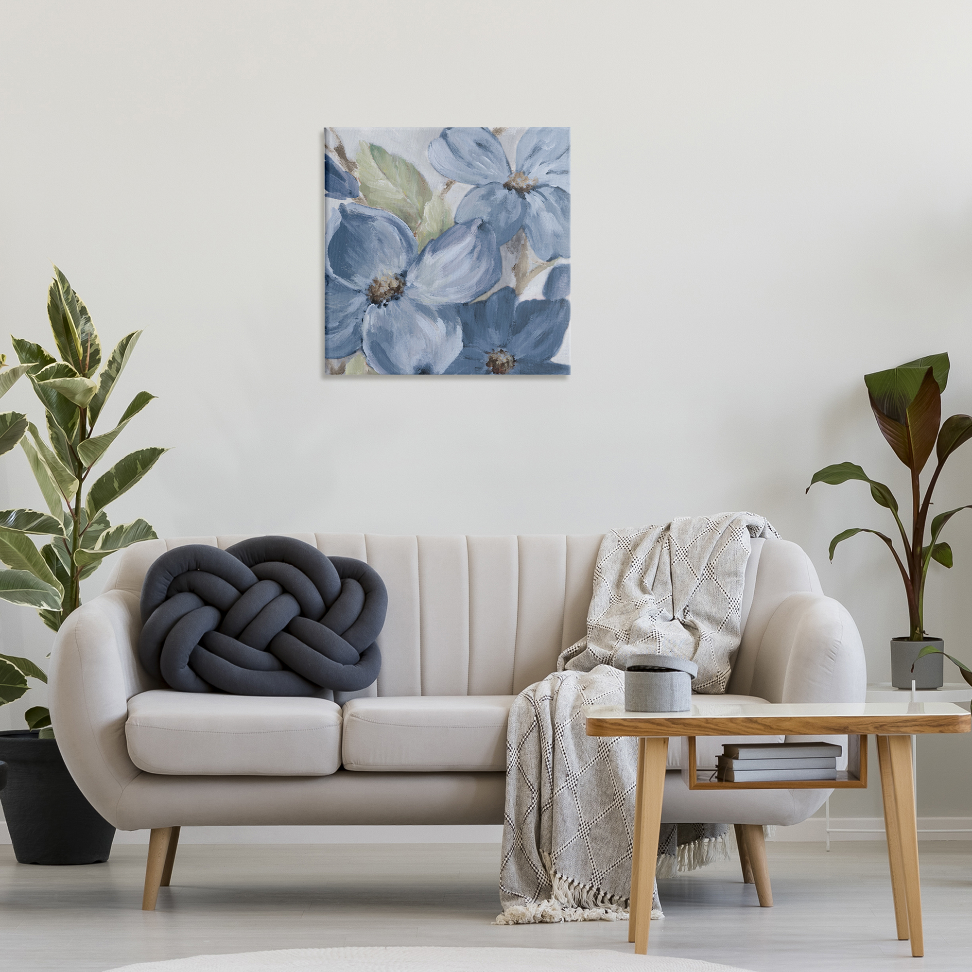 Stupell Industries Silent Blue Bloom Botanical & Floral Painting Gallery Wrapped Canvas Art Print Wall Art, 24 x 24