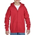 thumbnail image 1 of Gildan Youth Heavy Blend Full Zip Hooded Sweatshirt, S, Red, 1 of 2