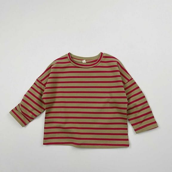 SNKSDGM Girls Girls Shirts Size 6 Summer Cute Shirts for Girls 10-12 Children's Clothing Unisex Boys and Girls Striped Casual Top T Shirt 6-8 Years