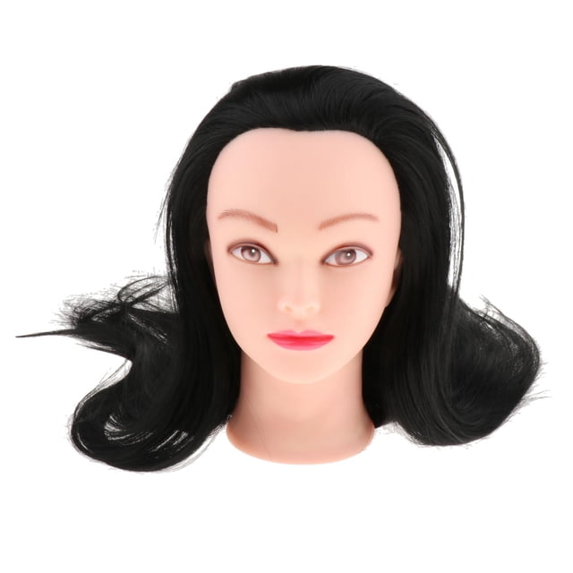 Cabeza de maniquí de Cosmetología Sunnimix Cabeza de Entrenamiento de Peluquero 24.8 pulgadas Negro