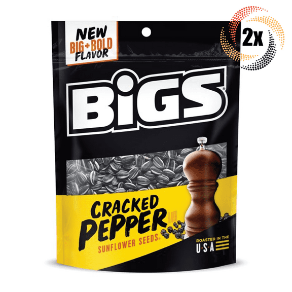 2x Bigs Cracked Pepper Flavor Sunflower Seed Bags 5.35oz New Big & Bold Flavor!