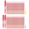 thumbnail image 1 of Paquete de 3 bolígrafos gel borrables con 50 recargas y 2 borradores, bolígrafos borrables térmicos de 0.5 mm para tela, marcadores de tinta roja para costura, acolchado y escritura en planificadores, 1 of 6