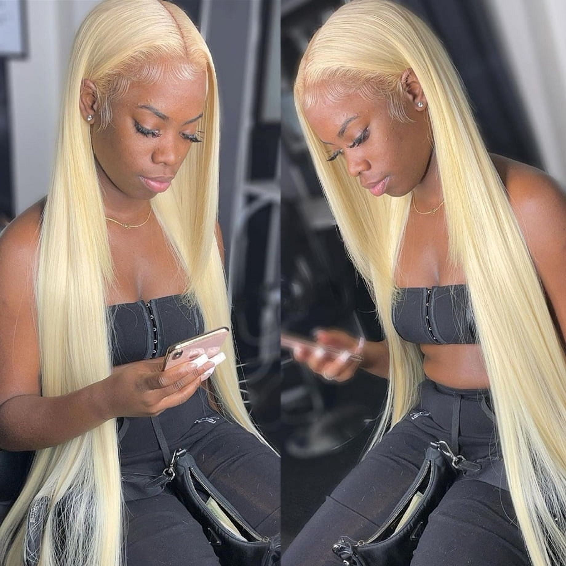 613 Blonde Straight Human Hair Wigs for Women 13X4X1 T Part Lace Front Wig Middle Part Pre Plucked Hairline with Baby Hair 150% Density 16inch