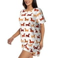 thumbnail image 2 of Kdxio Dachshund Walking Print Pajamas Sets for Women Short-Sleeved Pjs with Lounge Shorts Two Piece Sleepwear S-4XL, 2 of 5