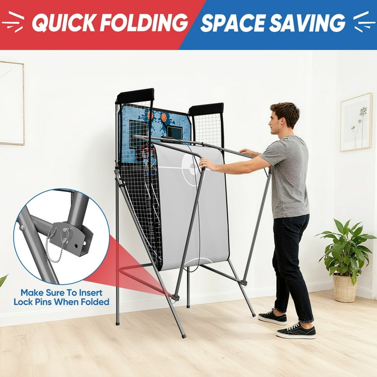 ZenSports Indoor Dual Hoop Basketball Arcade Game, Foldable, 2