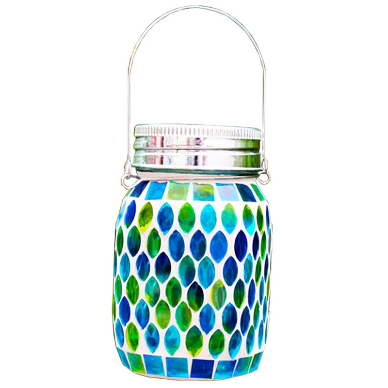 Outdoor Hanging Lights, Glazed Solar Jar Lights, Tabletop Ornaments