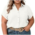 thumbnail image 3 of Posijego Plus Size Tops for Women Button down Shirts Short Sleeve Collared Shirt Summer Casual Dressy Work Blouses, 3 of 6