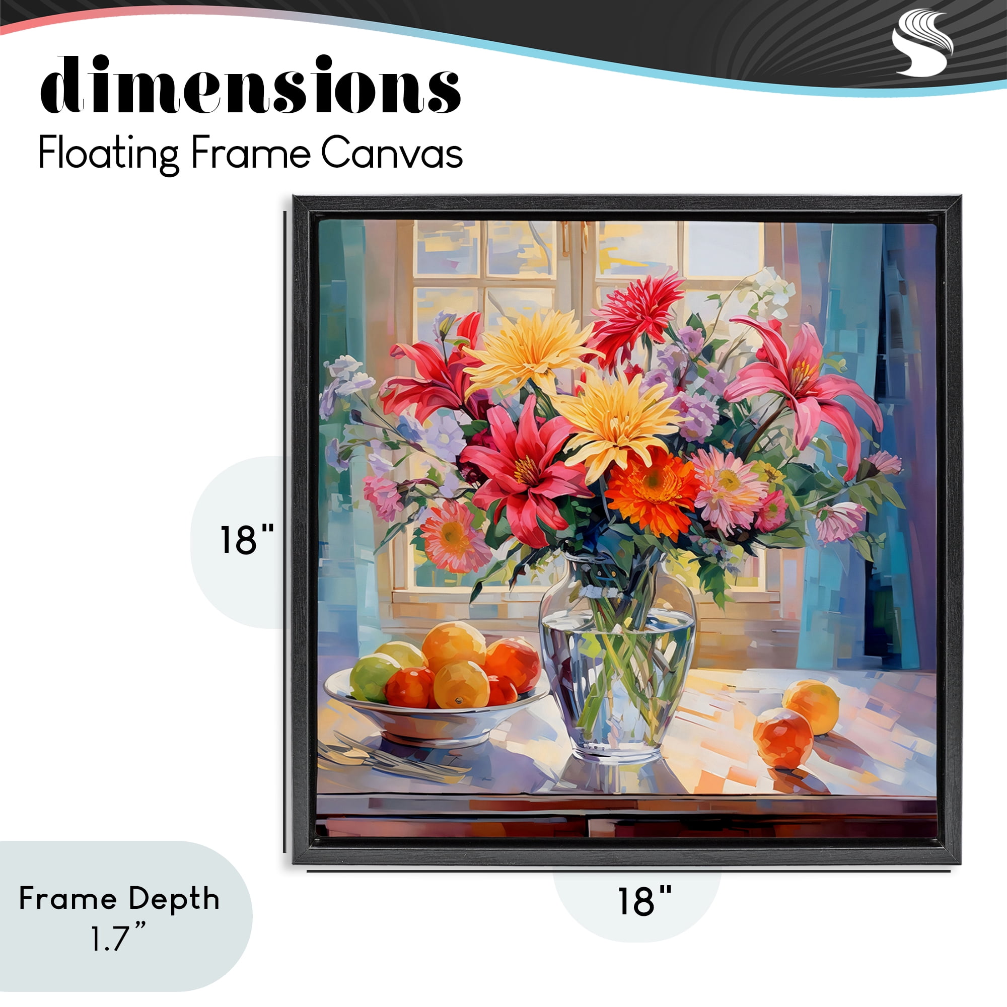 Stupell Industries Summer Flowers & Fruit Black Framed Floater Canvas Wall Art, design by Creative Studio