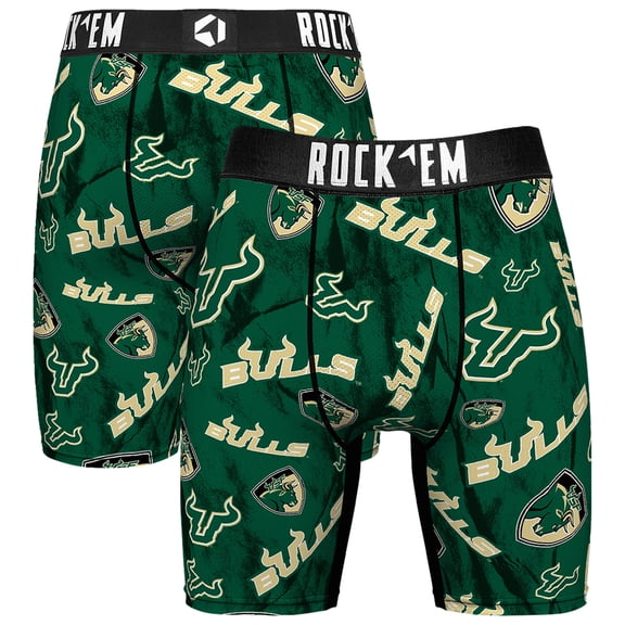 Men's Rock Em Socks Green South Florida Bulls All Over Logo Boxer Briefs
