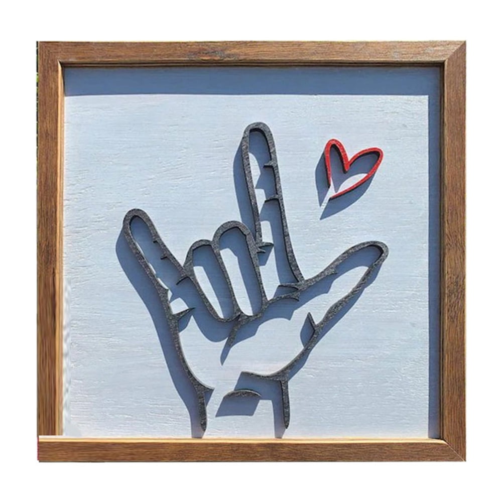 I Love You Sign Language Wooden Sign Creative Crafts Wall Art Hanging
