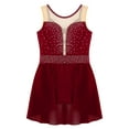 thumbnail image 5 of Doomiva Figure Skating Dress for Kids Girls Rhinestone Sleeveless Ballet Lyrical Dance Leotard Performance Dancewear Burgundy 14, 5 of 7