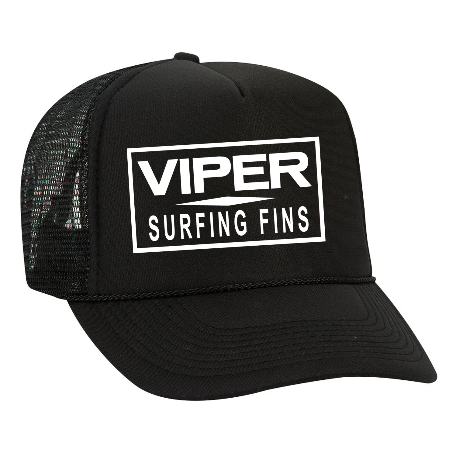 Viper Swimfins White Logo Trucker Hat Mesh Back Snap Back Polyester Nylon Adult Black Walmart Com Walmart Com