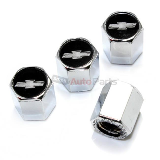 Logo Caps Chevrolet Black & White Logo Chrome Valve Caps