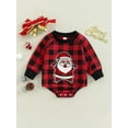 thumbnail image 2 of Bagilaanoe Newborn Baby Girl Boy Christmas Romper Sweatshirt Long Sleeve Bodysuit Elk/Santa Claus Print Pullover 3M 6M 12M 18M Infant Fall Tee Tops, 2 of 9