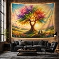 thumbnail image 6 of Heart-Shaped Tree with Birds in Golden Light, Whimsical Illustration for Nature Lovers, Colorful Fantasy Wall Art, Housewarming Gift Tapestry Wall Hanging for Living Room and Bedroom, 6 of 7